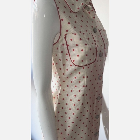 VINTAGE Gianni Versace VERSUS 90s Polka Dot Buttoned Dress Sleeveless 32/46 - Picture 2 of 8